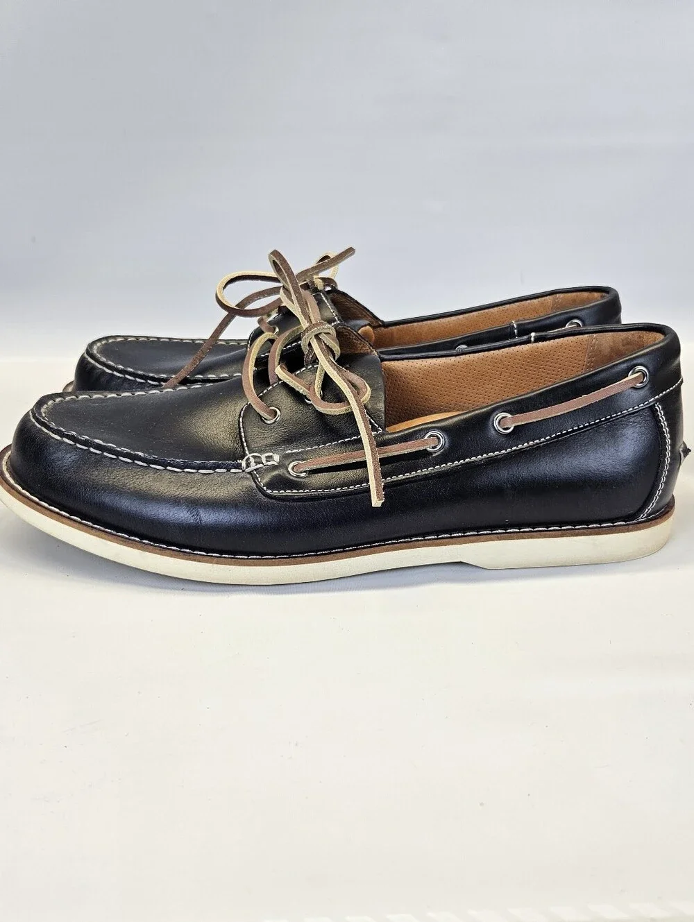 Vionic Lloyd Boat Shoes Mens Navy Blue Leather Lace Up Support Comfort 11.5 Work